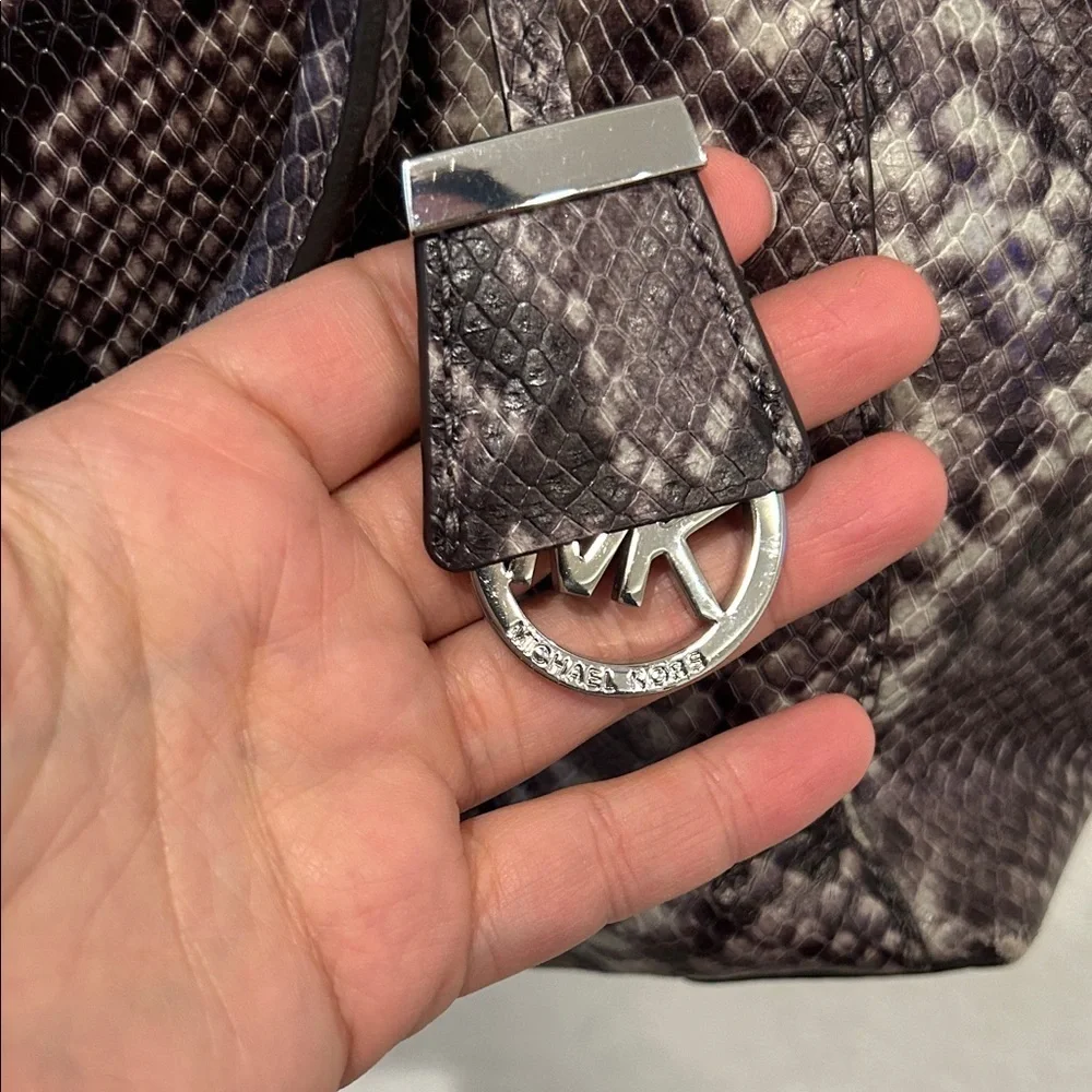 Michael Kors Riley Python Embossed Leather Satchel Shoulder Bag Tote